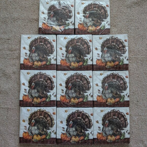 176 Large Timeless Turkey 2-Ply Thanksgiving Christmas New Year Party Napkins - Picture 1 of 5